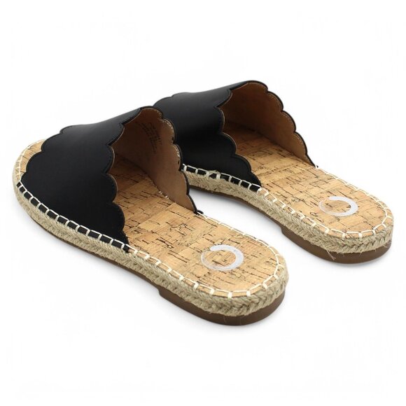 Women S Journee Collection Marjan Espadrille Slide Black Faux Leather - Picture 7 of 8